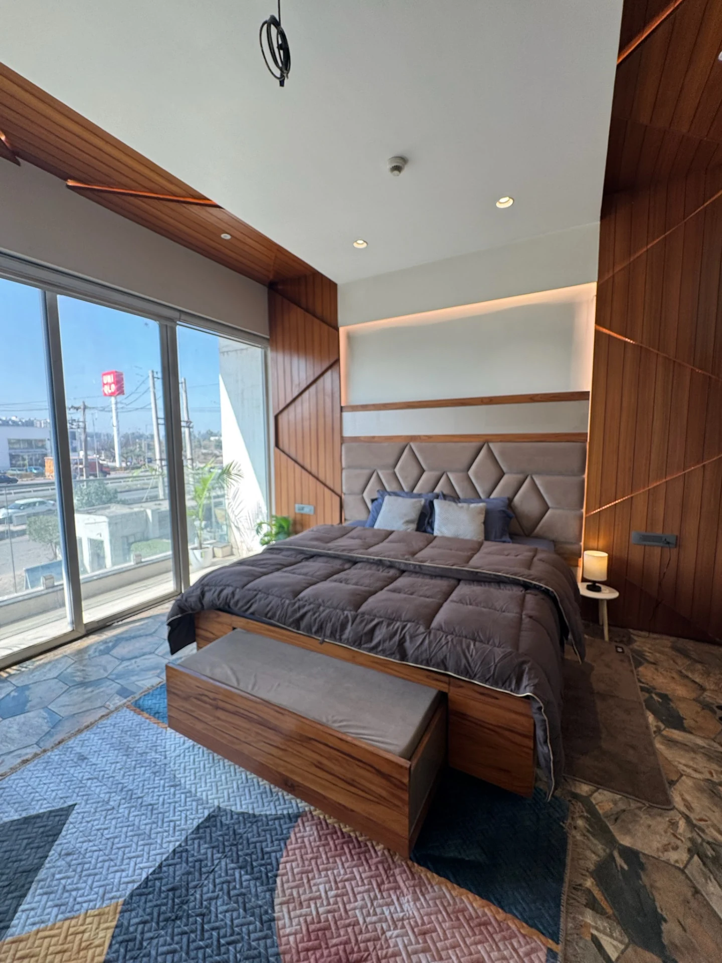 Bedroom with floor-to-ceiling windows